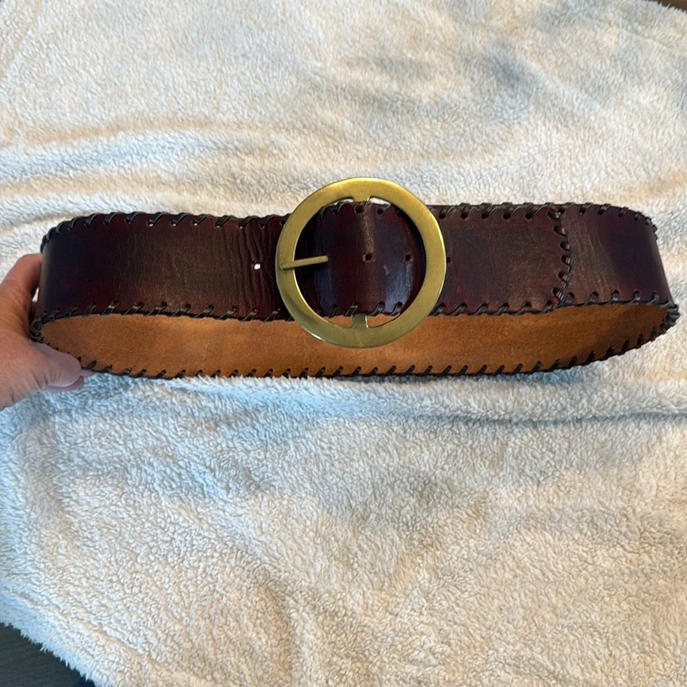 Made in the Shade Leather Belt Solid Brass Buckle Made in USA Unisex handcrafted
